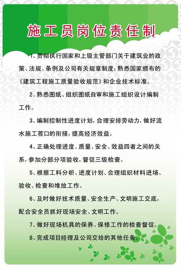 施工員崗位責任制展板圖片