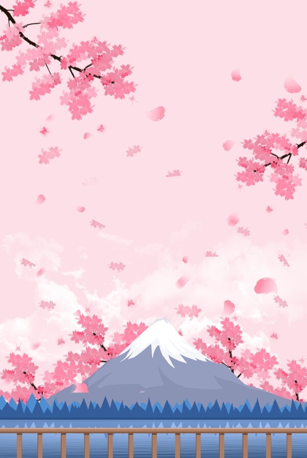 日本樱花季旅游海报背景