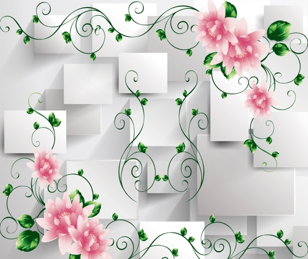 3D抽象梦幻花朵背景墙