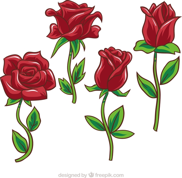 各种不同的手绘风格玫瑰矢量设计素材