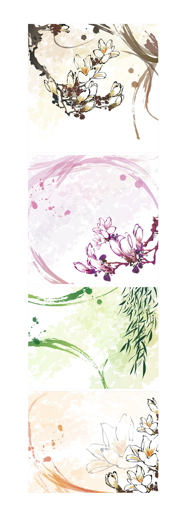 中國風(fēng)夢幻花朵矢量素材
