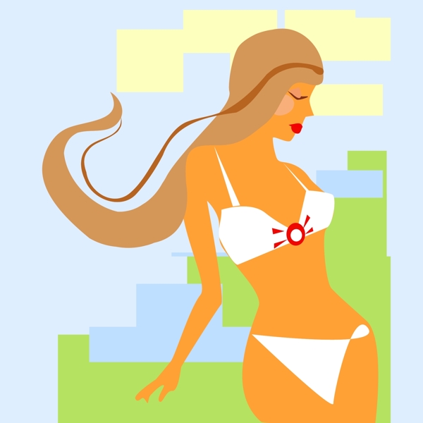 印花矢量圖人物女人CG插畫色彩免費(fèi)素材