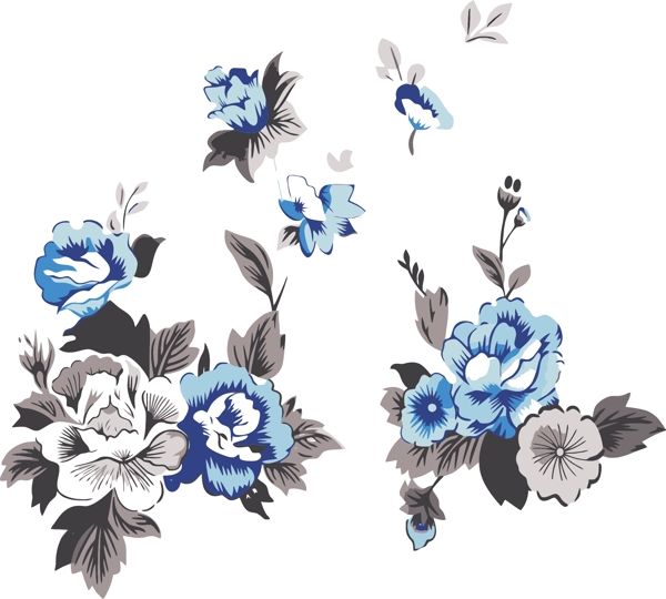 蓝色玫瑰花纹图片