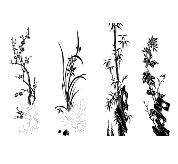 梅蘭竹菊psd