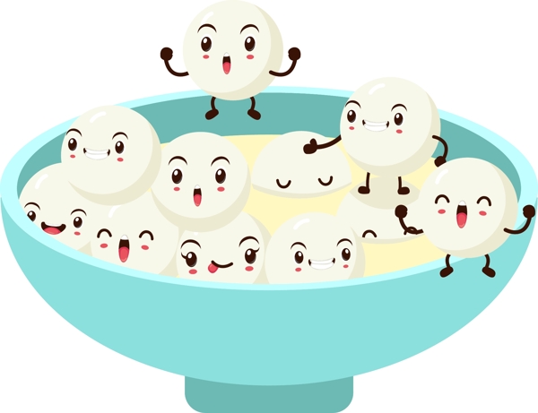 汤圆原创食物AI卡通中国传统特色食物元素