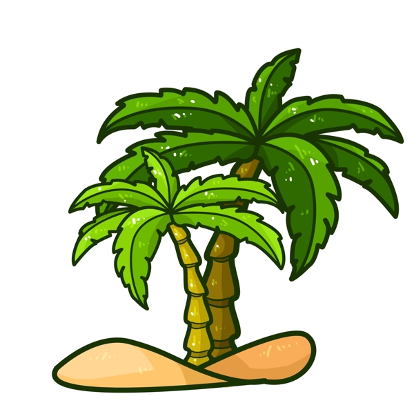 绿色的椰子树手绘插画