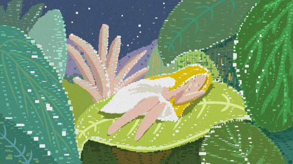 原創(chuàng)插畫女孩復(fù)古像素