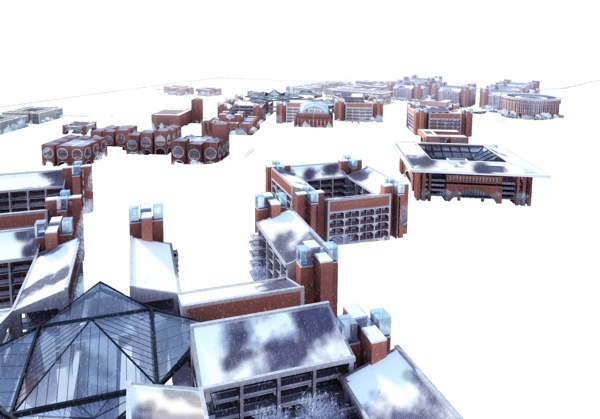 建筑鸟瞰雪景图片