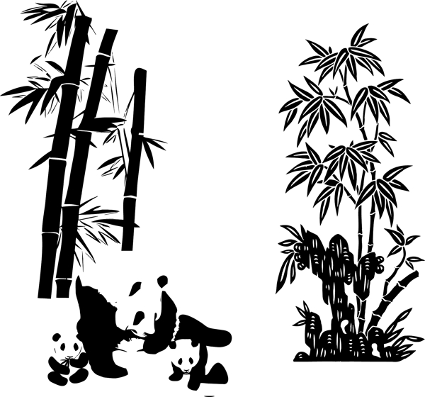 矢量竹子熊猫