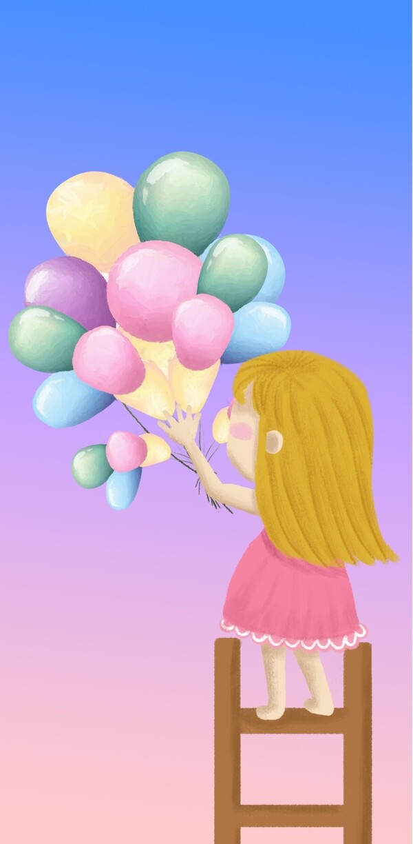 卡通气球可爱小女孩手机壳