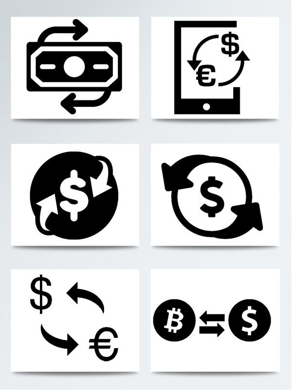 各种货币交换图标符号图标