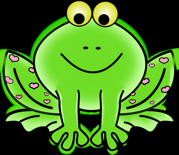 绿色的瓦伦丁青蛙粉红色的心