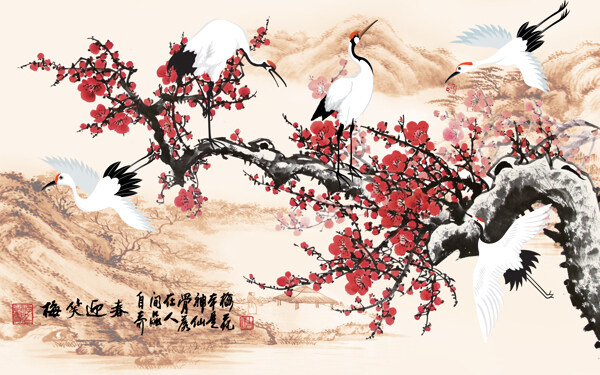 梅花元素背景墻
