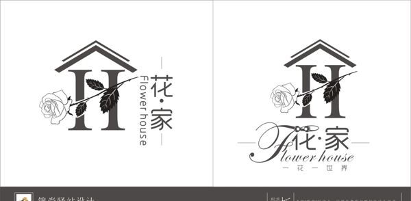 花店logo标志玫瑰花家标志