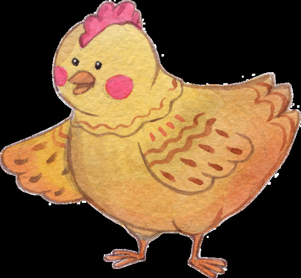 手绘卡通版小鸡透明装饰图案