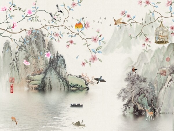 新中式背景墻