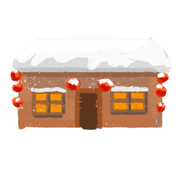 下着雪挂着红灯笼冬天的雪屋温暖