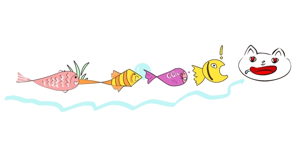 彩色鱼类分割线插画