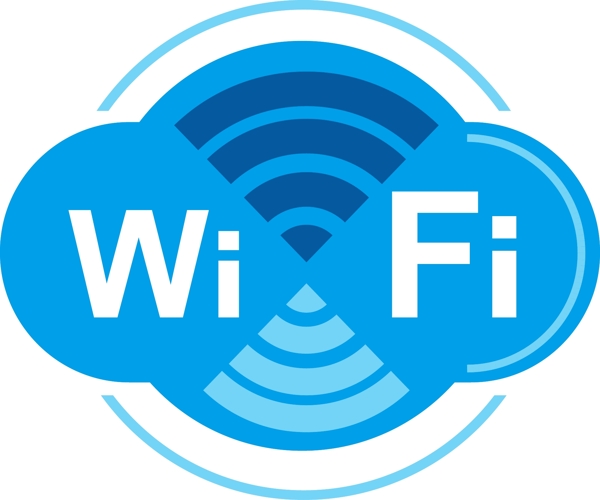矢量WIFI网络图标标志蓝色