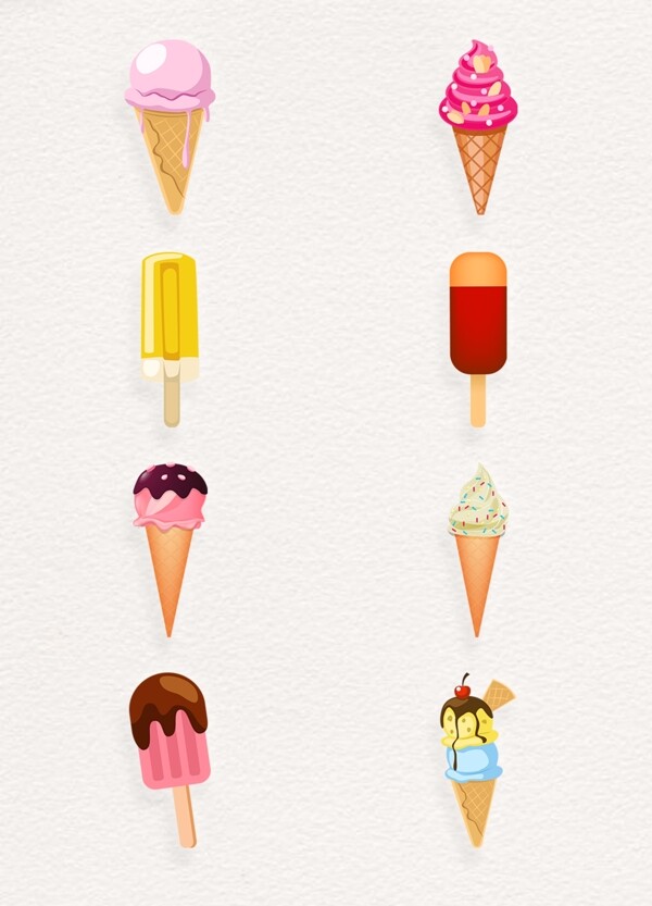 卡通彩色雪糕冰淇淋元素设计