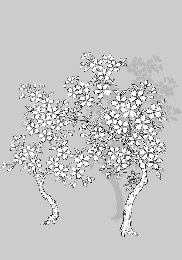 日本風(fēng)格矢量植物以及部分動(dòng)物素材圖片