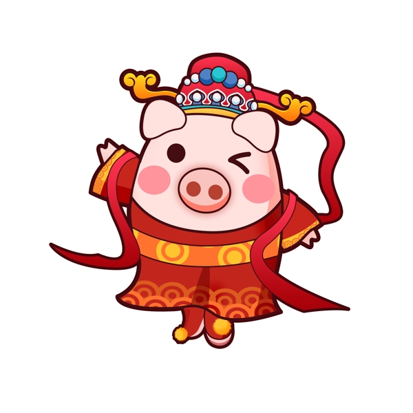 喜庆中国风财神爷小猪设计
