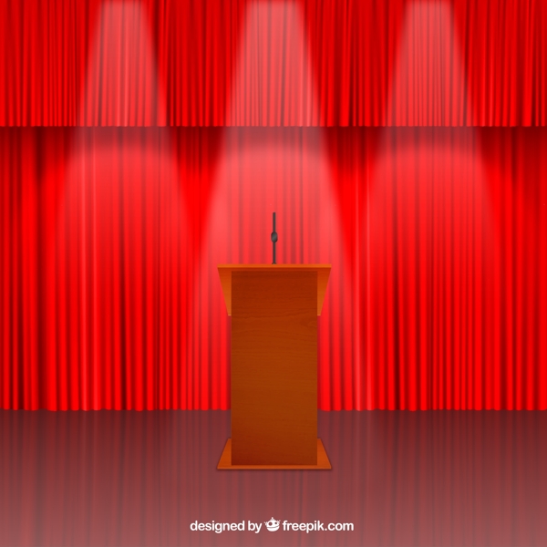 紅色幕布演講臺矢量素材