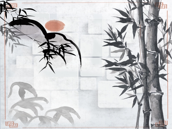 水墨竹子背景墻