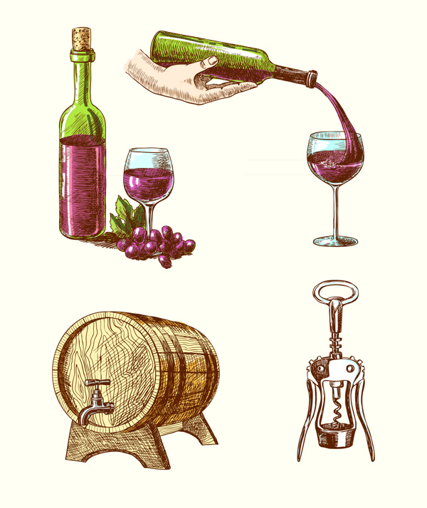 葡萄酒与酒桶高清图片