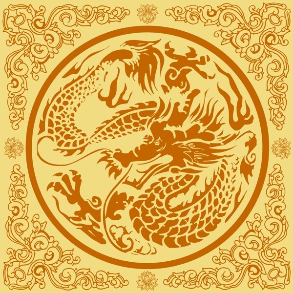 具有中國傳統(tǒng)氣息的龍底紋矢量素材