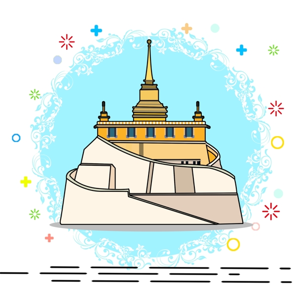 卡通泰国寺庙建筑
