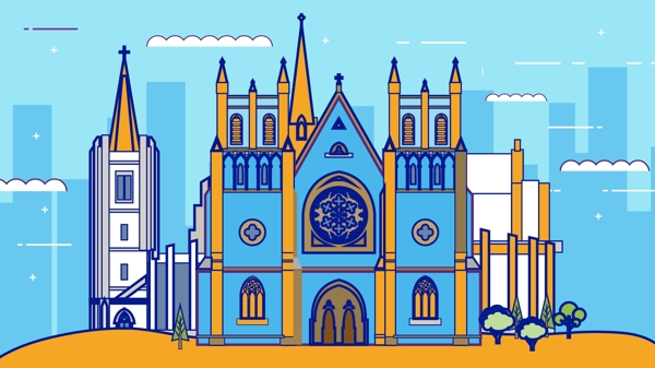 澳大利亚城市标志建筑矢量插画