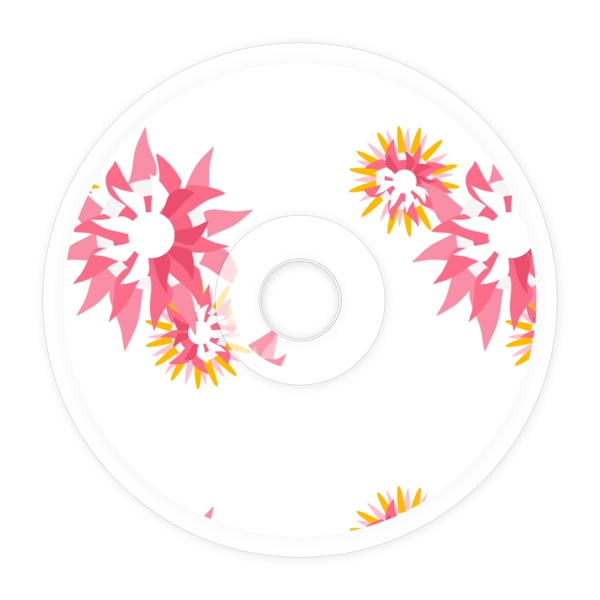 白底粉红带花图案塑料光盘C