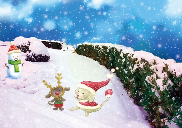 雪地雪景PSD分層素材