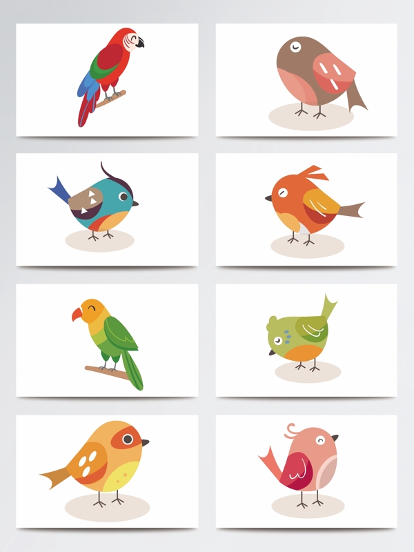扁平化创意设计可爱鸟类