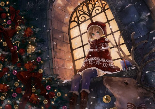 圣诞节雪天可爱萝莉