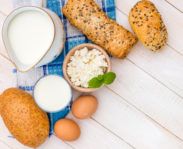 酸奶面包早餐美食背景海报素材图片