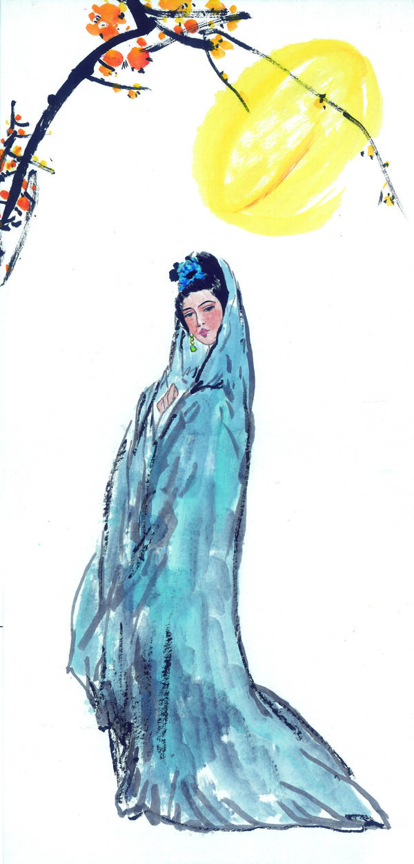 古裝美女油畫(huà)圖片