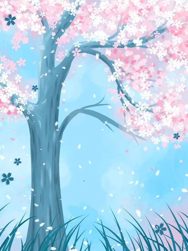 唯美手绘日本樱花背景设计