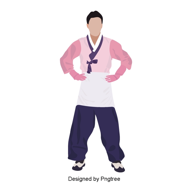 韩国传统服装的男性矢量字符