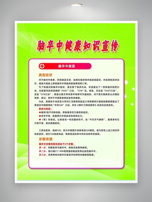 腦卒中典型癥狀科普宣傳海報(bào)