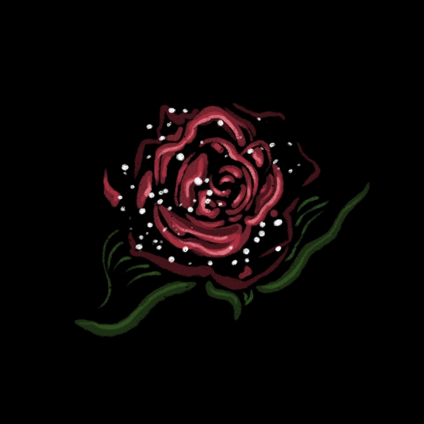 卡通深红玫瑰花