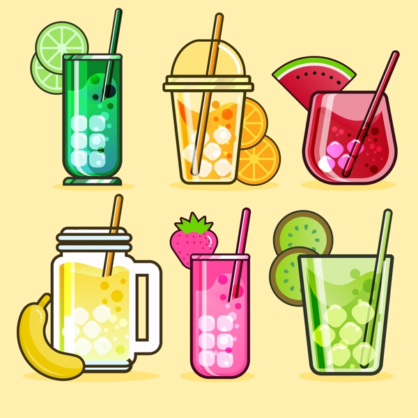 夏日缤纷果汁饮品