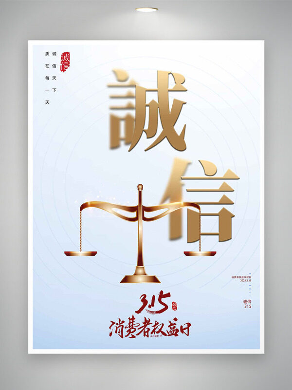 簡約天平誠信315消費者權益日漸變海報