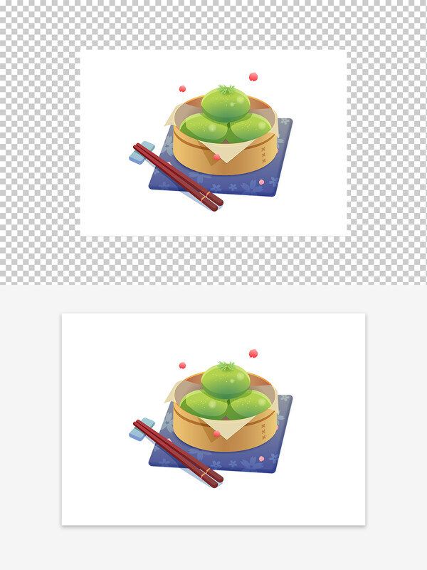 手繪清明節(jié)傳統(tǒng)美食青團(tuán)