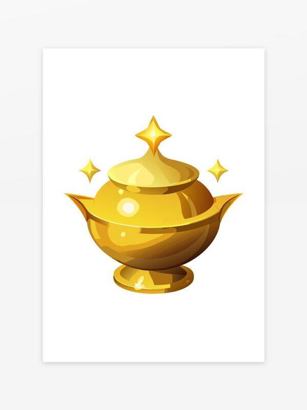 黃金容器金子財(cái)富象征裝飾元素插畫(huà)