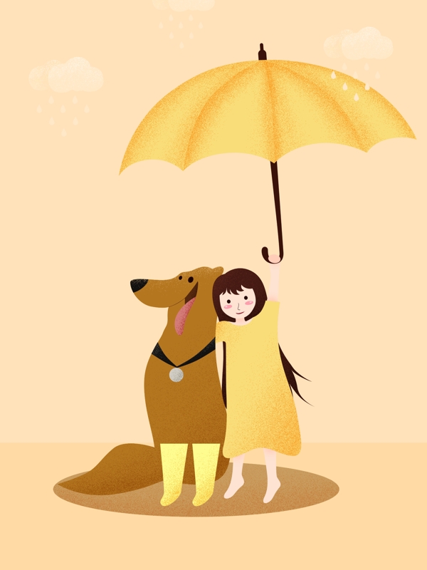 小狗與少女廣告背景