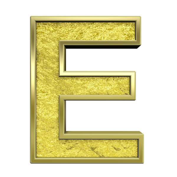 從黃金鑄造的字母集的一封信