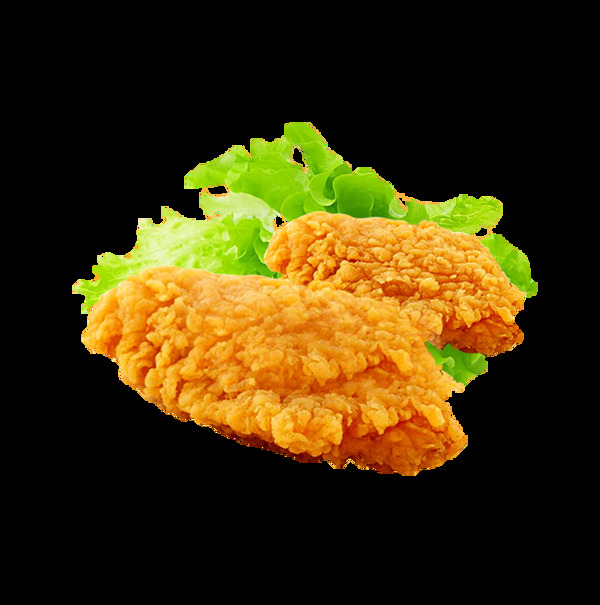 金黃酥脆的炸雞翅和生菜