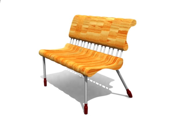 黃色公共座椅3D模型